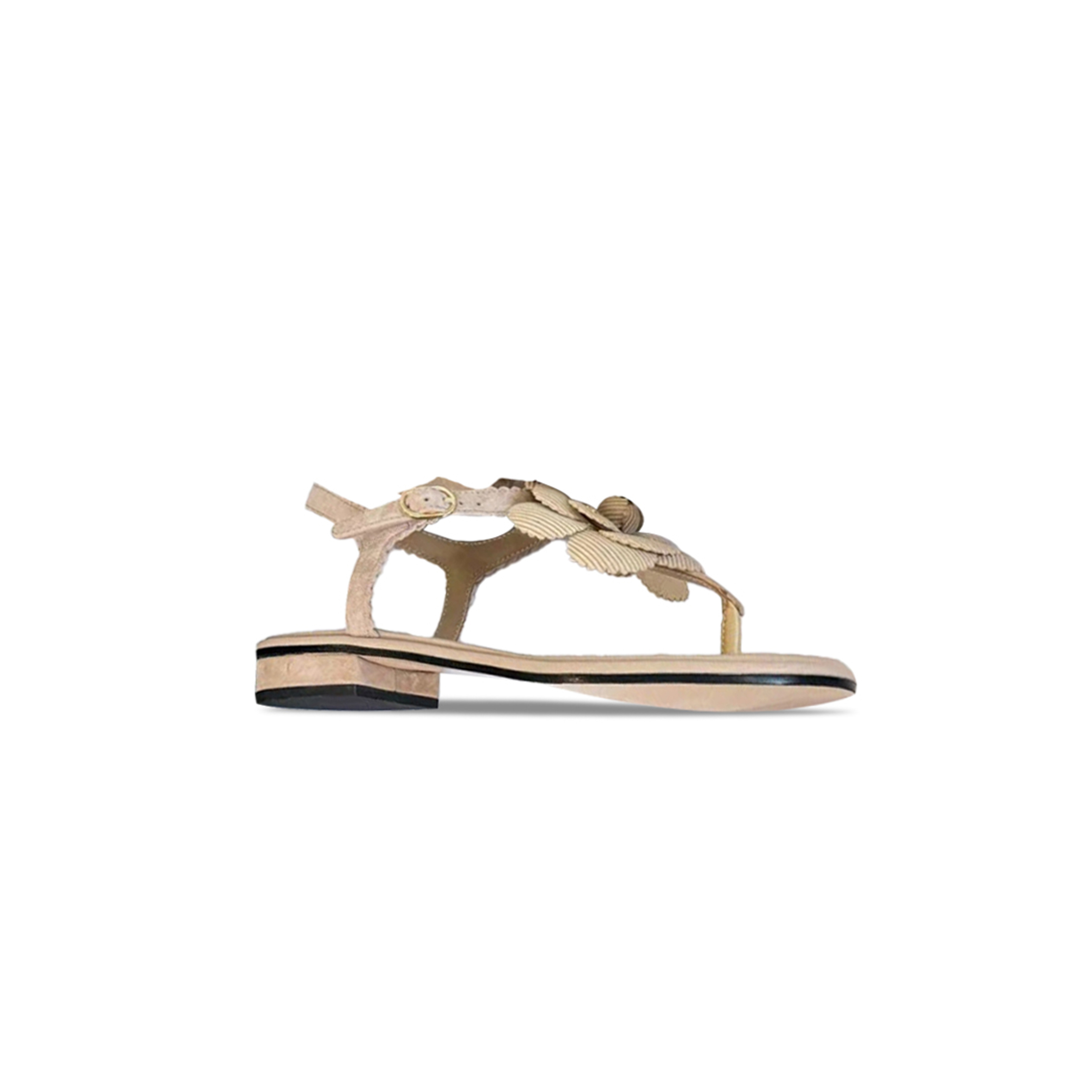 CHANEL SUEDE CAMELLIA THONG SANDALS 